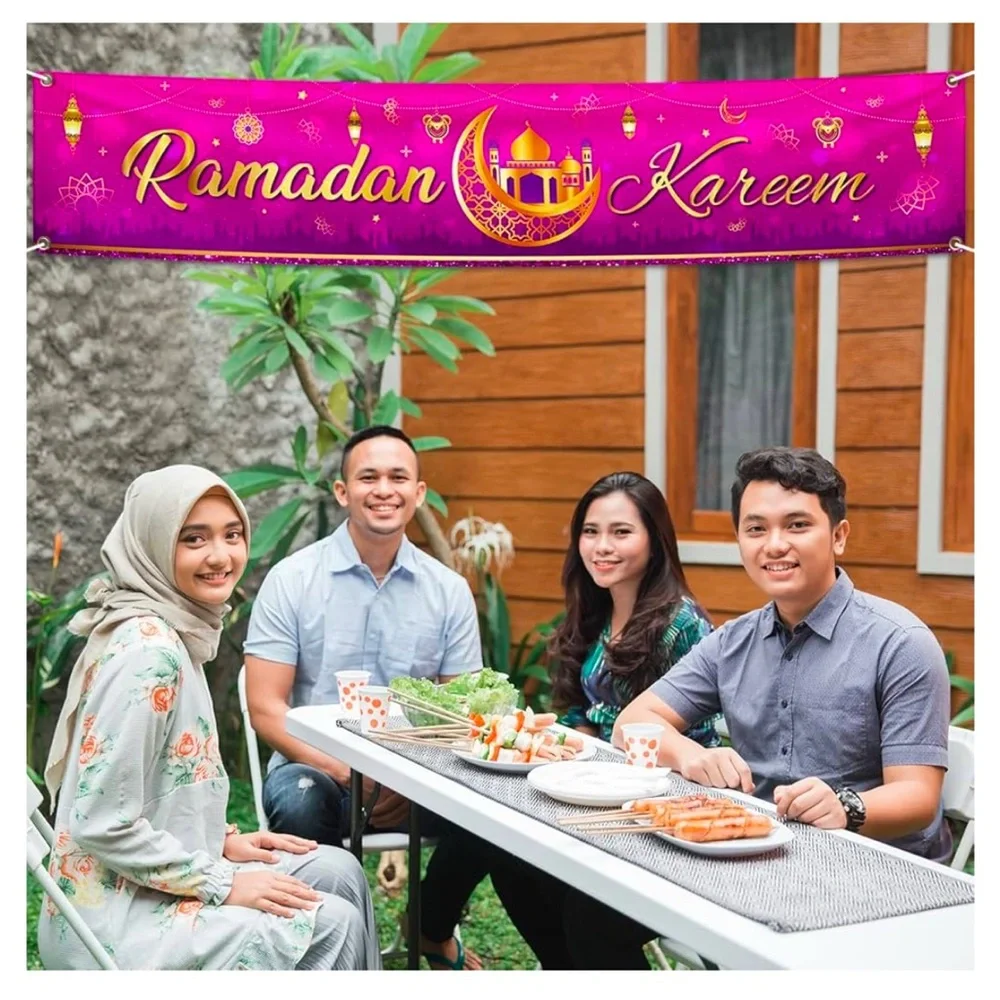 Ramadan Eid Mubarak Decorations,2 x 9,Large Muslim Ramadan Background Banne
